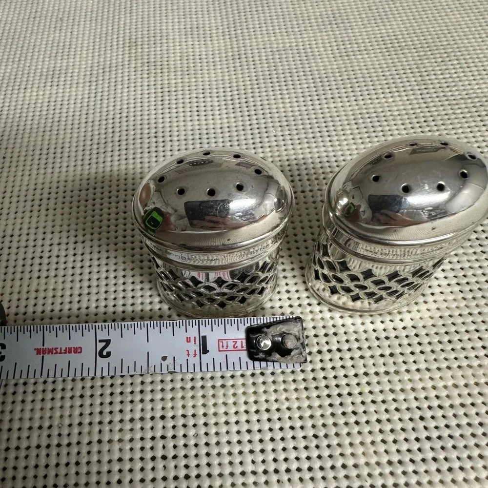 EPNS Electroplated Nickel Silver England Mini Shakers Cobalt Blue Glass